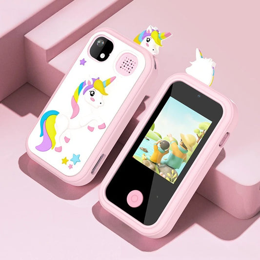 ユニコーンと一緒!キッズカメラ付きおもちゃスマホ