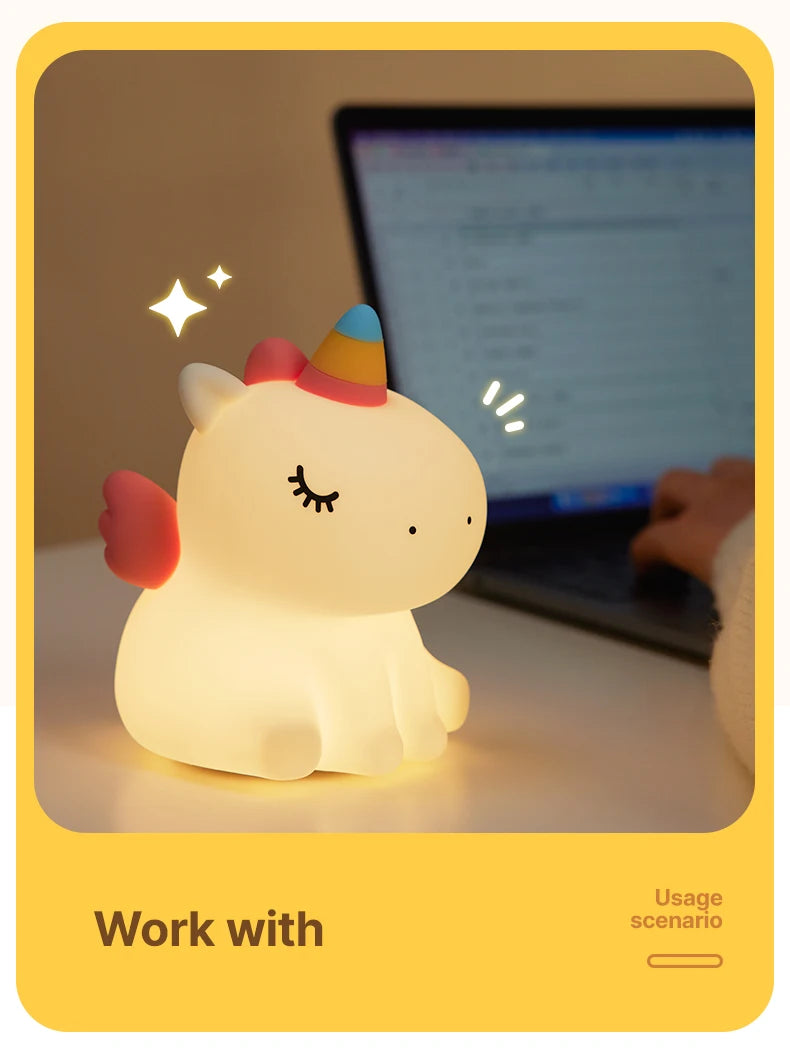 ふわふわ癒しの光 ユニコーンのおやすみランプ