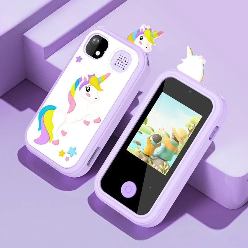ユニコーンと一緒！キッズカメラ付きおもちゃスマホ
