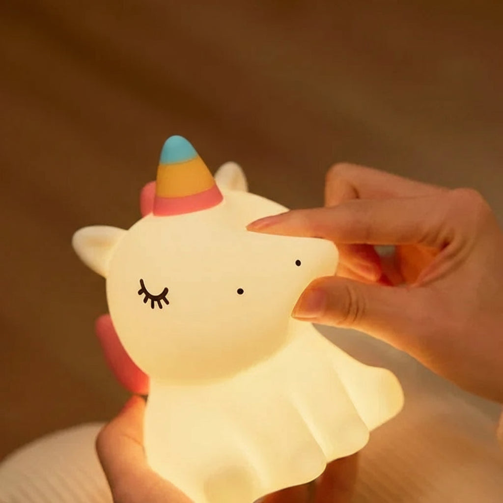 ふわふわ癒しの光 ユニコーンのおやすみランプ
