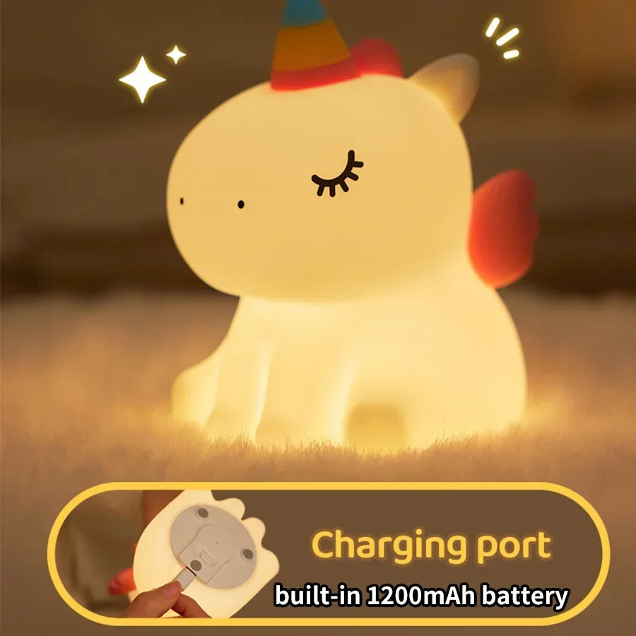 ふわふわ癒しの光 ユニコーンのおやすみランプ