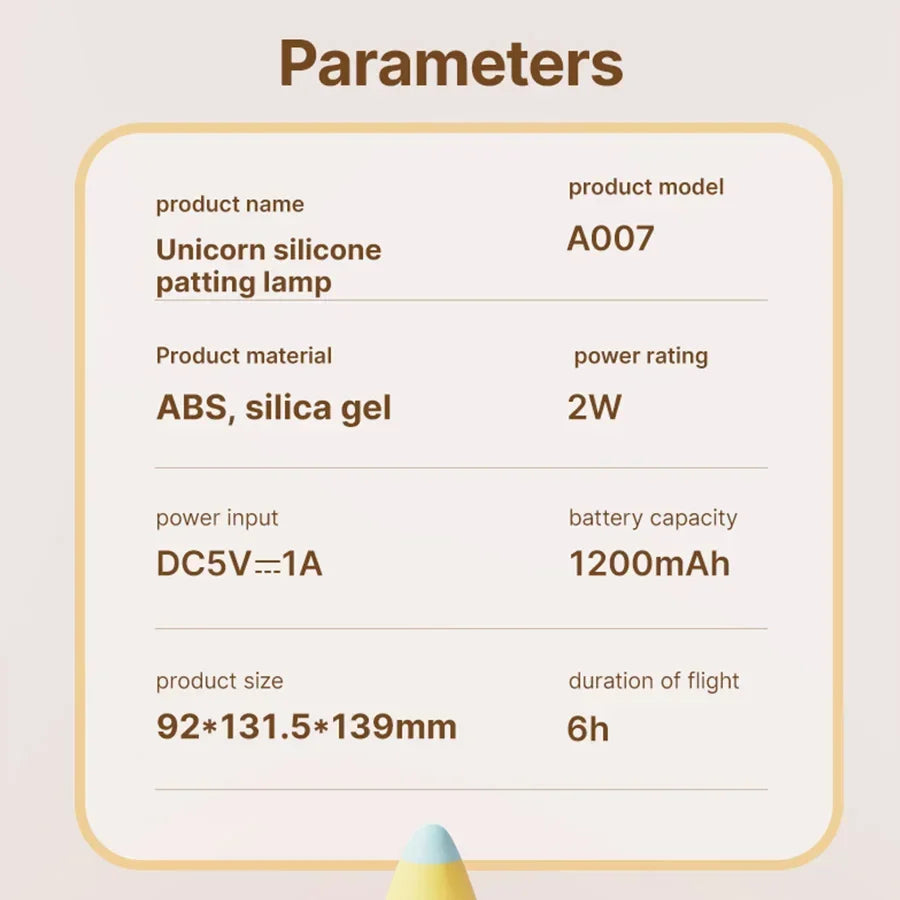 ふわふわ癒しの光 ユニコーンのおやすみランプ